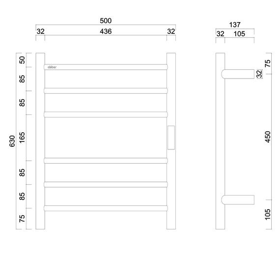 Полотенцесушитель электрический Abber Standard П6 500x600 мм AH4606SP, сатин - фото 5