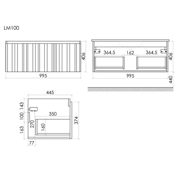 Тумба подвесная с раковиной Sancos Ламель 100 см LM100WG (раковина Grace CN7013) тёплый серый - фото 9
