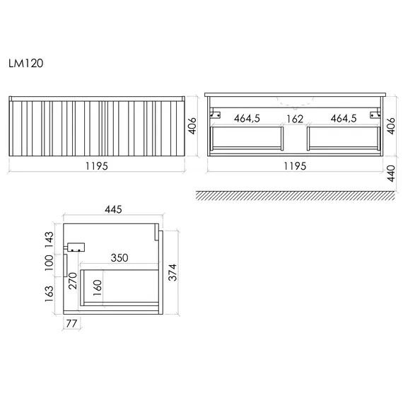 Тумба подвесная с раковиной Sancos Ламель 120 см LM120W (раковина Grace CN7017) белый матовый - фото 9