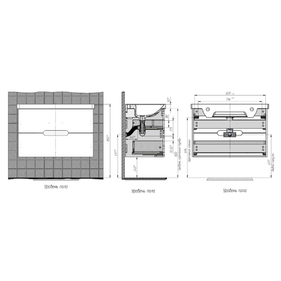 Тумба подвесная с раковиной-столешницей Briz Пола 90 см 236 03-18090-15 00 БЕЛ (раковина Грэйс 90) белый глянец - фото 8