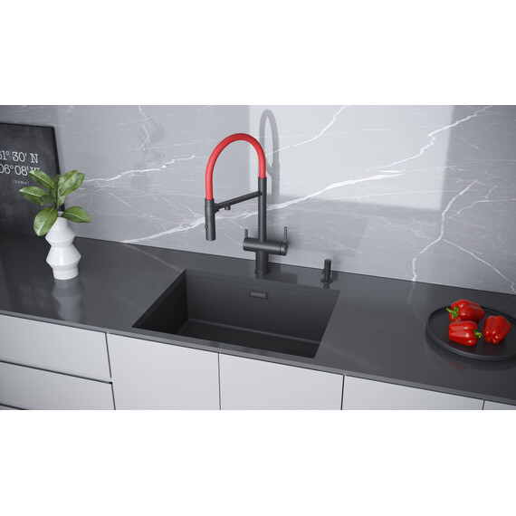 Кухонная мойка Paulmark Next-skew 58 Uni 1,2 мм PM885844-MBN, чёрный матовый - фото 5