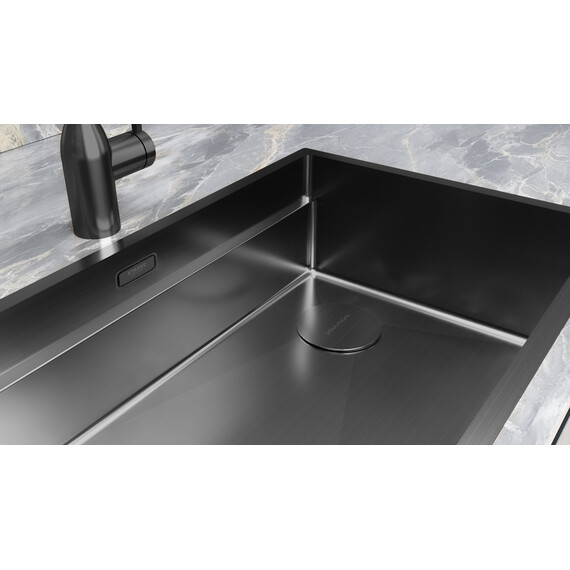 Кухонная мойка Paulmark Next-multi sink 58 Uni 1,2 мм PM785845-GM, вороненая сталь - фото 4