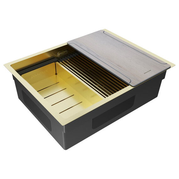 Кухонная мойка Paulmark Next-multi sink 58 Uni 1,2 мм PM785845-LG, светлое золото - фото 3