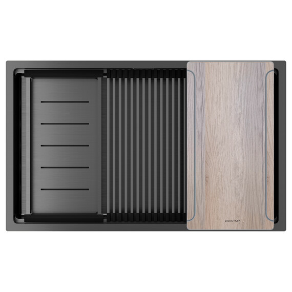 Кухонная мойка Paulmark Next-multi sink 74 Uni 1,2 мм PM787445-GM, вороненая сталь - фото 2