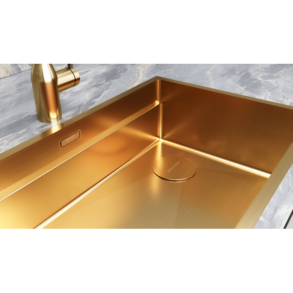 Кухонная мойка Paulmark Next-multi sink 74 Uni 1,2 мм PM787445-BG, золото брашированное - фото 4