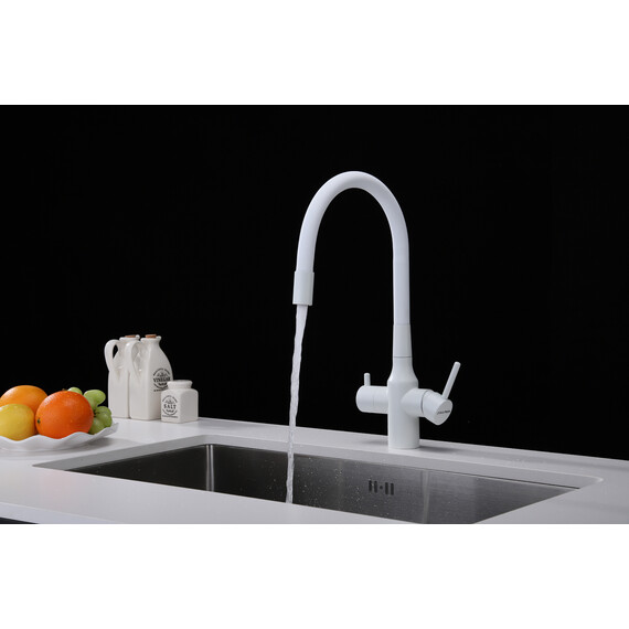 Смеситель для кухни Paulmark Salix Sa213419-WH, белый матовый - фото 4