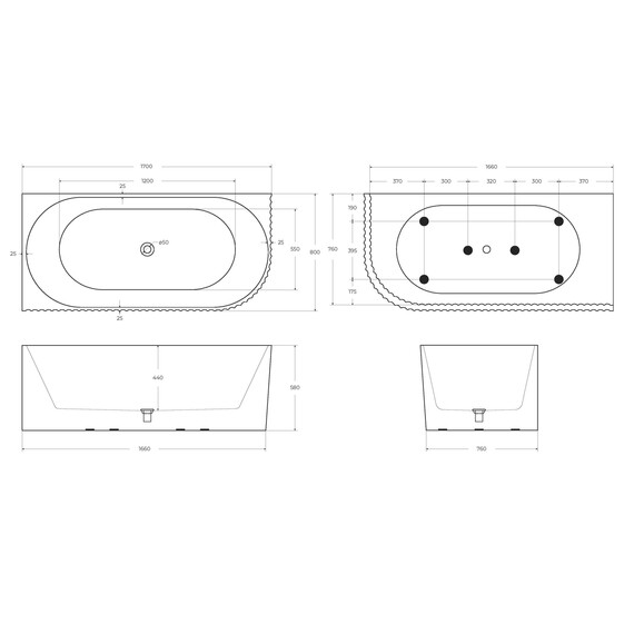 Ванна акриловая BelBagno UNO 170x80 см BB714-1700-800-L - фото 7