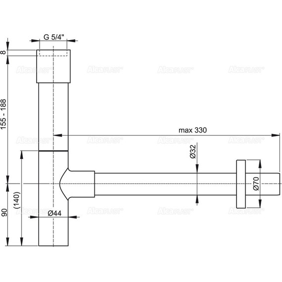 Сифон для умывальника AlcaPlast A402 DESIGN DN32 - фото, картинка 2 Сифон для умывальника AlcaPlast A402 DESIGN DN32 - фото 2