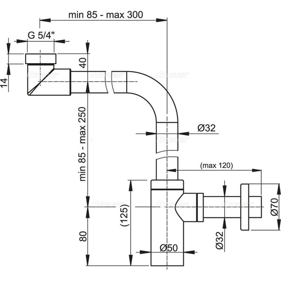 Сифон для умывальника AlcaPlast A403 DESIGN DN32 - фото, картинка 2 Сифон для умывальника AlcaPlast A403 DESIGN DN32 - фото 2