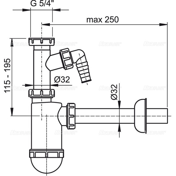 Сифон для умывальника AlcaPlast A430P DN32 - фото, картинка 2 Сифон для умывальника AlcaPlast A430P DN32 - фото 2