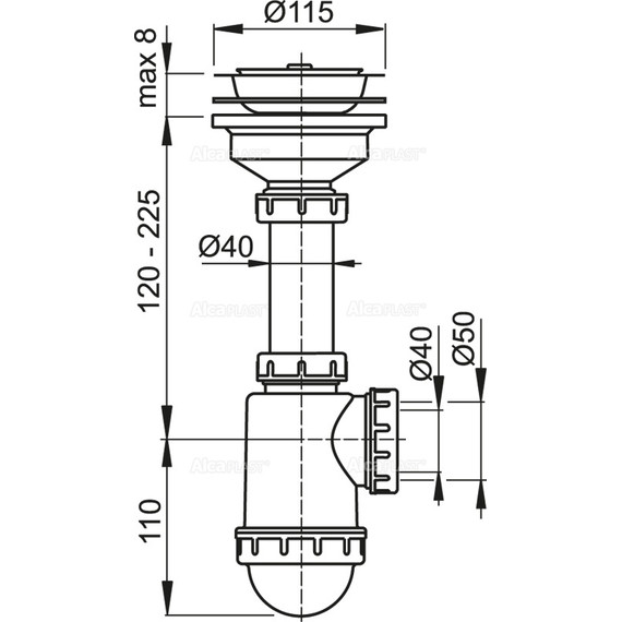 Сифон для мойки AlcaPlast A446-DN50/40 - фото, картинка 2 Сифон для мойки AlcaPlast A446-DN50/40 - фото 2