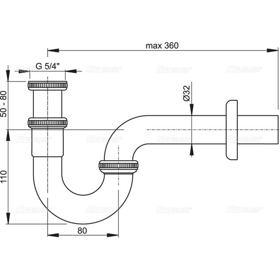 Сифон для биде AlcaPlast A45E DN32 - фото 2