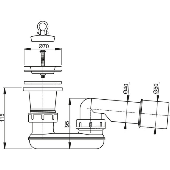 Сифон для душевого поддона Alcaplast A461-50 DN50 - фото, картинка 2 Сифон для душевого поддона Alcaplast A461-50 DN50 - фото 2