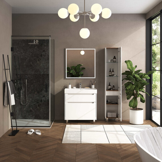 Тумба напольная с раковиной Briz Мастер 80 см 367 03-08080-17 00 БЕЛ (раковина Вилис 80) - фото 5
