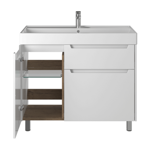 Тумба напольная с раковиной Briz Мастер 100 см 367 03-10100-17 00 БЕЛ (раковина Вилис 100) - фото 3