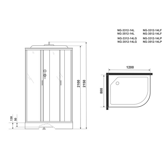 Душевая кабина Niagara Classic 120x80 см 33121423LP, хром/матовое (безсиликоновая сборка) - фото 17