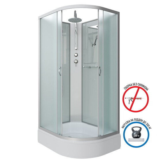 Душевая кабина Niagara Classic 110x90 см 331944LBKT хром/матовое (безсиликоновая сборка) - фото 