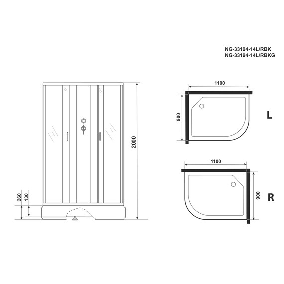 Душевая кабина Niagara Classic 110x90 см 331944LBK хром/матовое (безсиликоновая сборка) - фото 15