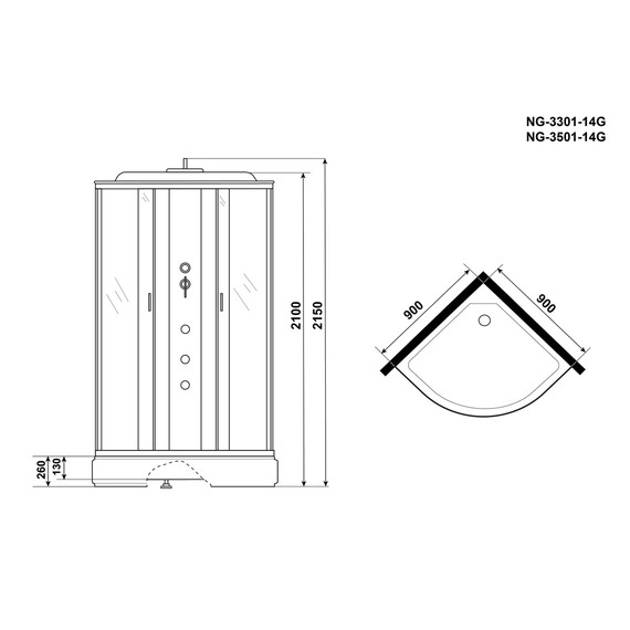 Душевая кабина Niagara Classic 90x90 см 35011434G, хром/тонированное (бессиликоновая сборка) - фото 17