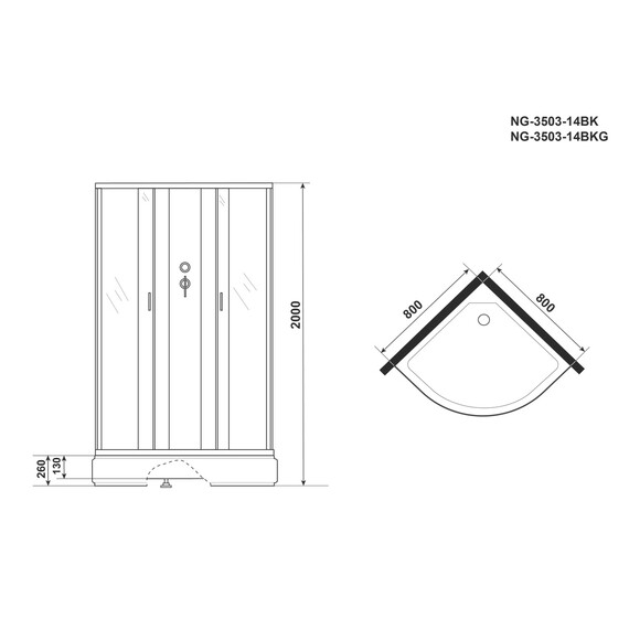 Душевая кабина Niagara Classic 80x80 см 35031434BKG, хром/тонированное (бессиликоновая сборка) - фото 15