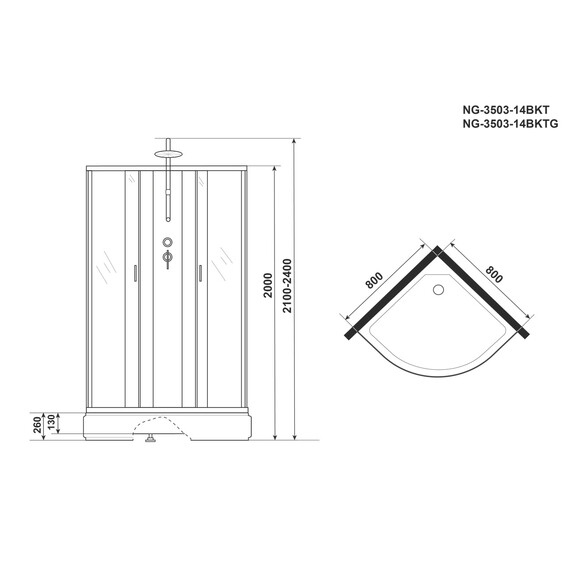 Душевая кабина Niagara Classic 80x80 см 35031434BKT, хром/тонированное (бессиликоновая сборка) - фото 15
