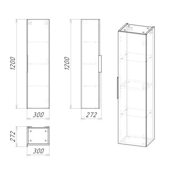 Пенал подвесной Grossman Форта 30 см 3030052, тёмный дуб - фото 4
