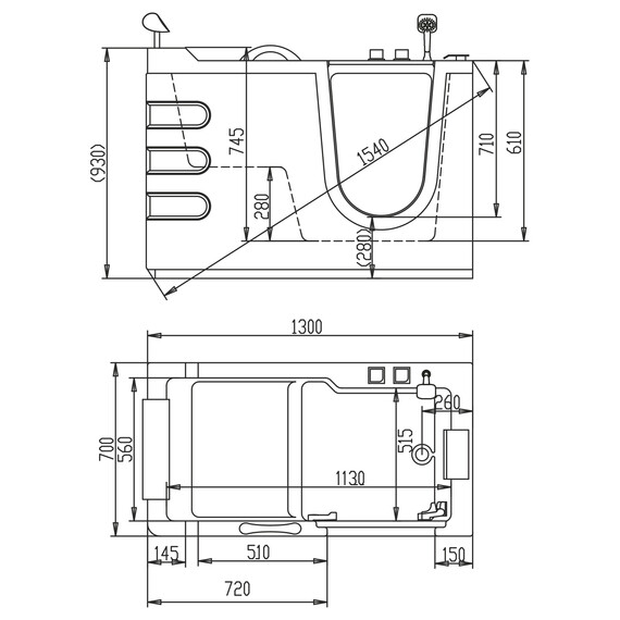 Ванна акриловая сидячая Abber 130x70 см AB9000 C L - фото 14