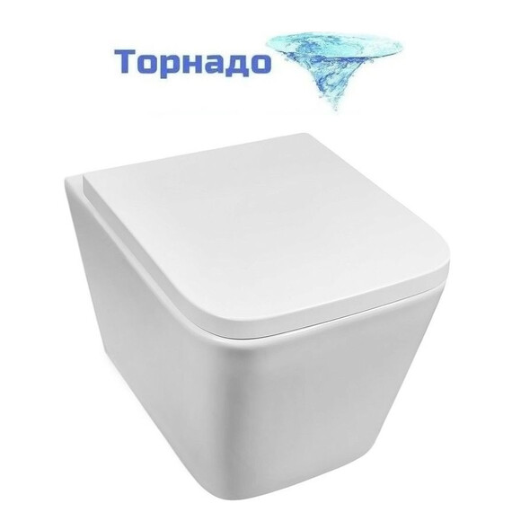 Унитаз подвесной безободковый Azario AZ-2216R с тонкой крышкой микролифт (Система смыва Торнадо) - фото 