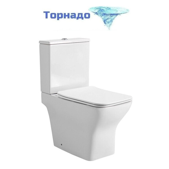 Унитаз-компакт безободковый Azario Салэнсио AZ-2788T с тонкой крышкой микролифт (Система смыва Торнадо) - фото 