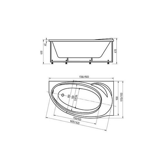 Ванна акриловая Azario Паулина 160x97 см L AV.0072160 - фото 4
