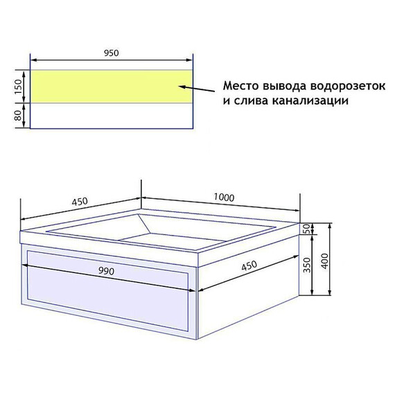 Тумба подвесная с раковиной Azario Беллони 100 см CS00098073 (раковина Астория 100) графит - фото 10