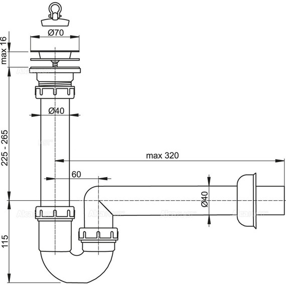 Сифон для мойки AlcaPlast A800 DN70 - фото 2