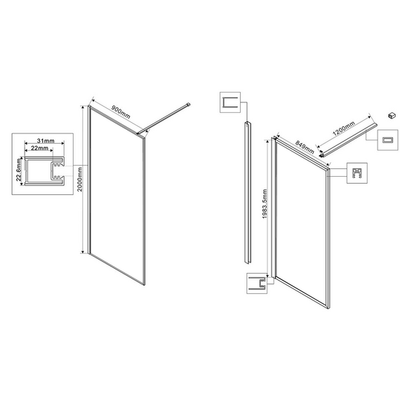 Душевая перегородка Vincea Волк-Ин (Walk-In) 90 см VSW-1HP900GWBG (стекло 8 мм) с кронштейном в комплекте, брашированное золото/ламинированное с золотыми нитями - фото 5