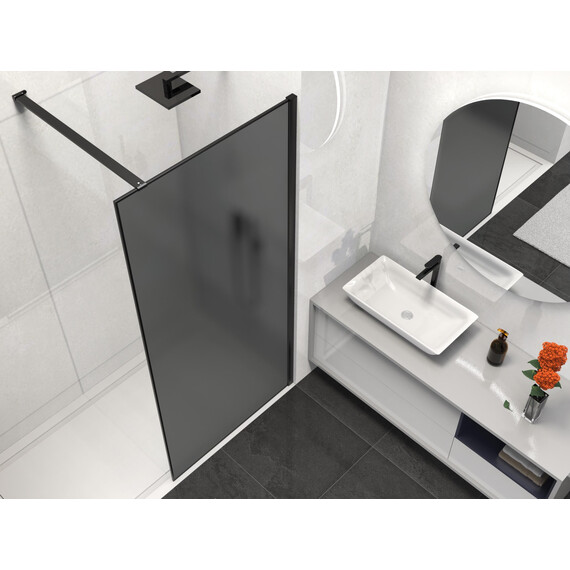 Душевая перегородка Vincea Волк-Ин (Walk-In) 100 см VSW-1HS100GFB (стекло 8 мм) с кронштейном в комплекте, чёрный матовый/тонированное - фото 2