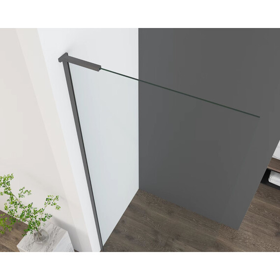 Душевая перегородка Vincea Волк-Ин (Walk-In) 80 см VSW-7HA800CLGM (стекло 8 мм) с кронштейном в комплекте, вороненая сталь/прозрачное - фото 3