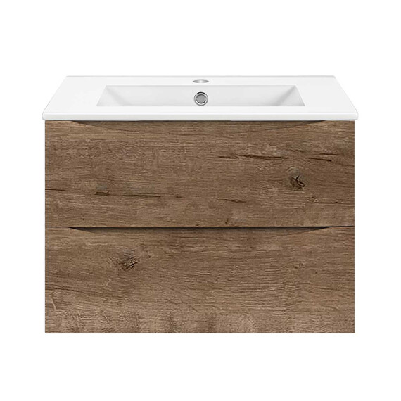 Тумба подвесная с раковиной Vincea Mia Slim 60 см VMC-2MC600S1VO (раковина VBS-13960S1) винтажный дуб - фото 