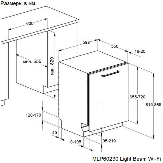 Встраиваемая посудомоечная машина Maunfeld MLP60230 Light Beam Inverter Wi-Fi - фото 15