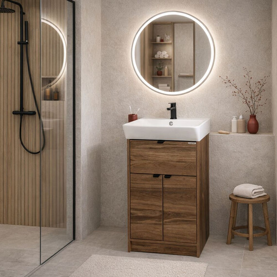 Тумба напольная с раковиной Comforty Руза 50 см 00-00022023CF, дуб тёмно-коричневый - фото 12