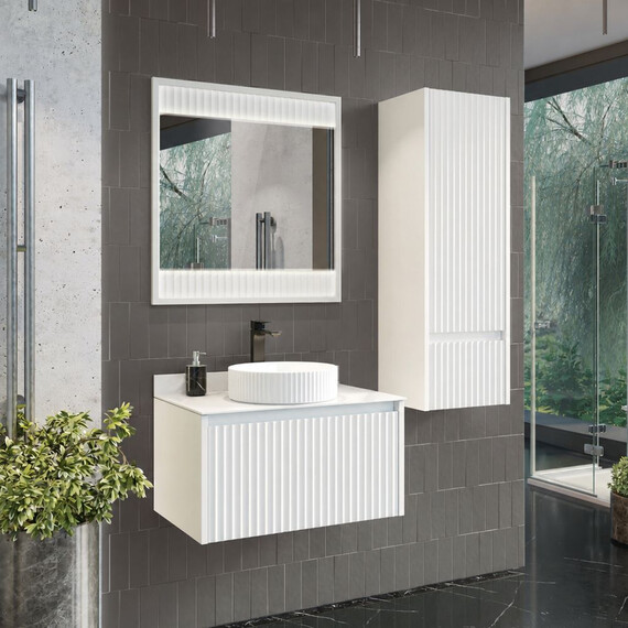 Тумба подвесная с раковиной Comforty Марсель 75 см 00-00022382CF, белый матовый - фото 3