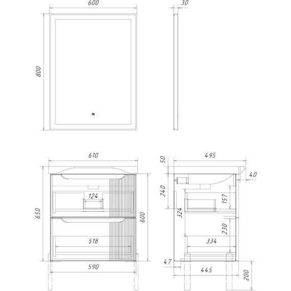 Тумба универсальная с раковиной Comforty Сидней 60 см 00-00022911CF, белый матовый - фото 18