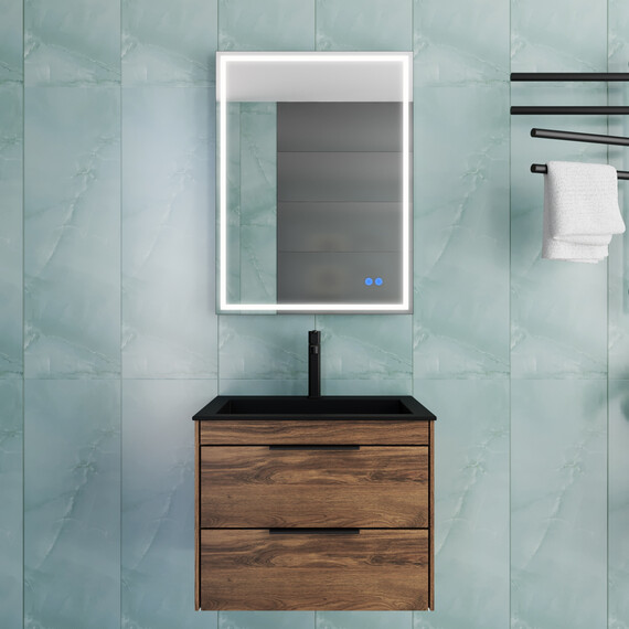 Тумба подвесная с раковиной Vincea Кьяра 2D (Chiara 2D) 60 см VMC-2C2600CO (раковина VCB-13600B) дуб чарльстон - фото 8