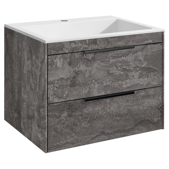 Тумба подвесная с раковиной Vincea Кьяра 2D (Chiara 2D) 60 см VMC-2C2600GS (раковина VCB-13600W) серый камень - фото 3