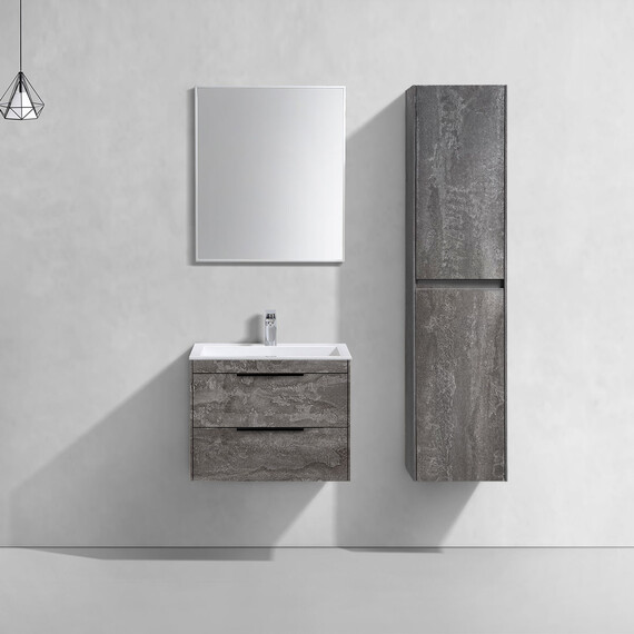 Тумба подвесная с раковиной Vincea Кьяра 2D (Chiara 2D) 60 см VMC-2C2600GS (раковина VCB-13600W) серый камень - фото 5