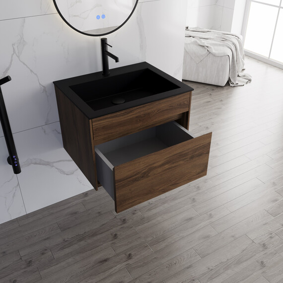 Тумба подвесная с раковиной Vincea Кьяра (Chiara) 60 см VMC-2C600CO (раковина VCB-13600B) дуб чарльстон - фото 6