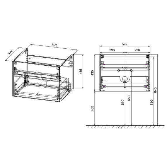 Тумба подвесная с раковиной Vincea Кьяра (Chiara) 60 см VMC-2C600CO (раковина VCB-13600B) дуб чарльстон - фото 11