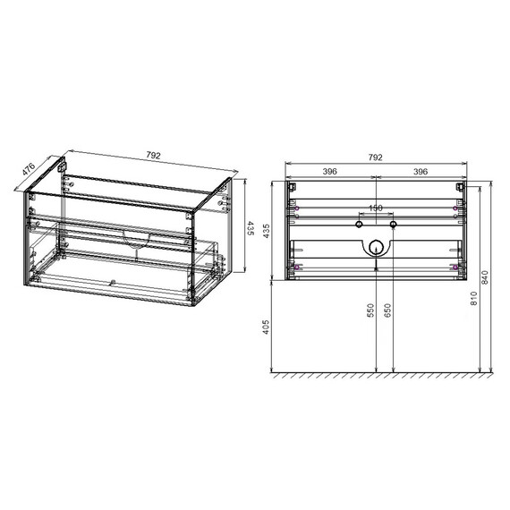 Тумба подвесная с раковиной Vincea Кьяра (Chiara) 80 см VMC-2C800CO (раковина VCB-13800W) дуб чарльстон - фото 12