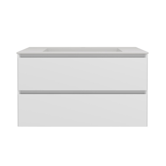 Тумба подвесная с раковиной-столешницей Vincea Люка Софт-Тач (Luka Soft-Touch) 80 см VMC-2L800MW (раковина VCB-13800W) матовый белый - фото 4