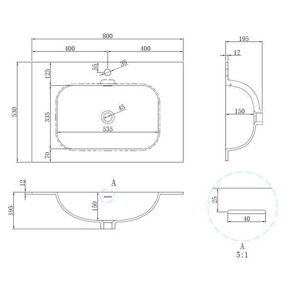 Тумба подвесная с раковиной Vincea Элис (Elise) 80 см VMC-4EL800MG (раковина VCB-4EL800MW) серый матовый - фото 10