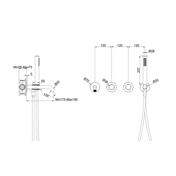 Смеситель для ванны Vincea Аура (Aura) VBTW-6AU1CH (со скрытой частью) - фото 3