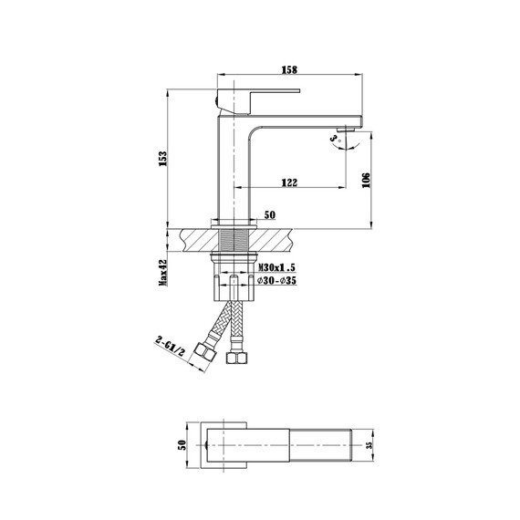 Смеситель для раковины Vincea Куб (Cube) VBF-1C01BC, брашированная медь - фото 3